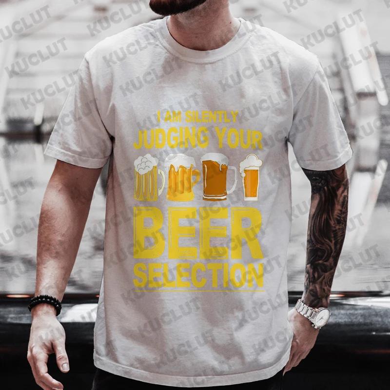 Men's Y2k Clothing I'm Silently Judging Your Beer Selection Funny Graphic T Shirts Beer Lover Tops Drinking Day Party Streetwear