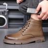 Флисовые ботинки Мартина мужские новые флисовые высокие ботинки в стиле милитари модные кожаные шерстяные хлопковые ботинки теплые зимние ботинки