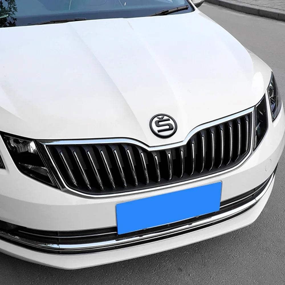 Car Sticker Skoda 2025 Hot 8/9/10cm Emblem Car Front Hood Badge Rear Trunk Sticker for Skoda Octavia Rapid Fabia S Logo Superb K