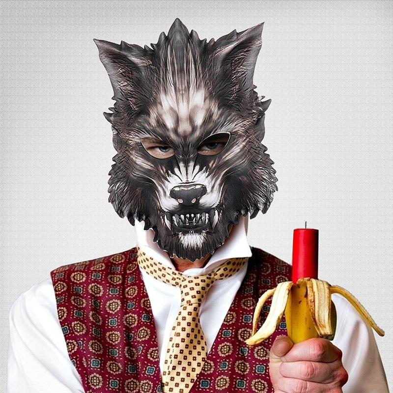 Косплей Хэллоуин Карнавал Реквизит Вечеринка Маскарад EVA Половина Лица Животное Черный Волк Маска