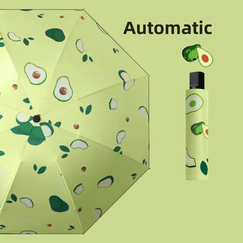 1pcs UV Sun Umbrella Compact Folding Travel Rain Umbrellas Auto Open and Close for Windproof Cute Fruit Watermelon Pattern New