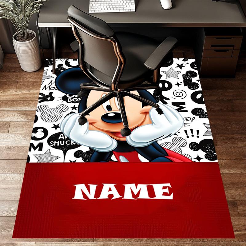 Custom Mickey Mat Personalized Name, Polyester Washable Indoor Entryway Rug, Gift for Christmas, Easter, Thanksgiving Day