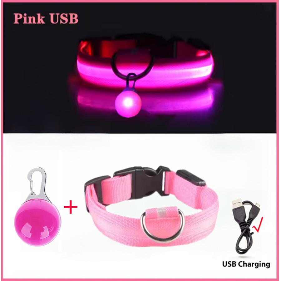 3 Modes USB Charging Dog Luminous Collars Glowing Pendants, LED Flash Light Night Collar, Pet Anti-Lost Night Safety Accessories