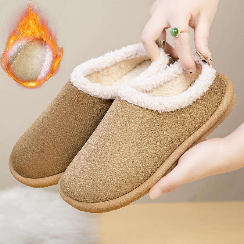 Хлопковые тапочки Birkenstock осень и зима новые ретро на плоской подошве бархатные теплые с закрытым носком пушистые хлопковые тапочки