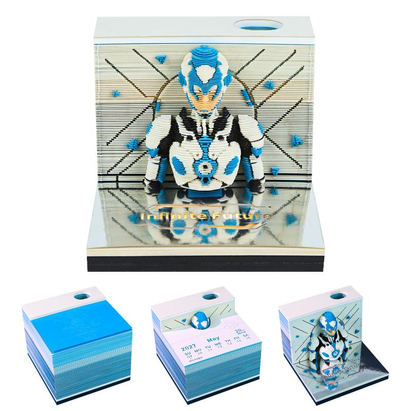 Classic 2027 Desk Calendar with LED Light 3D Tear-away Functional Office Decor