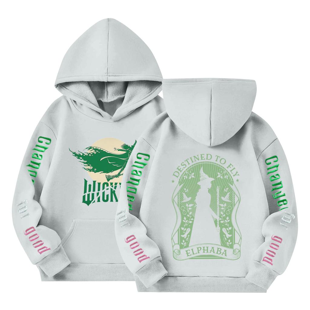 Детский пуловер с длинным рукавом, свободного кроя, с принтом букв, капюшоном на шнурке