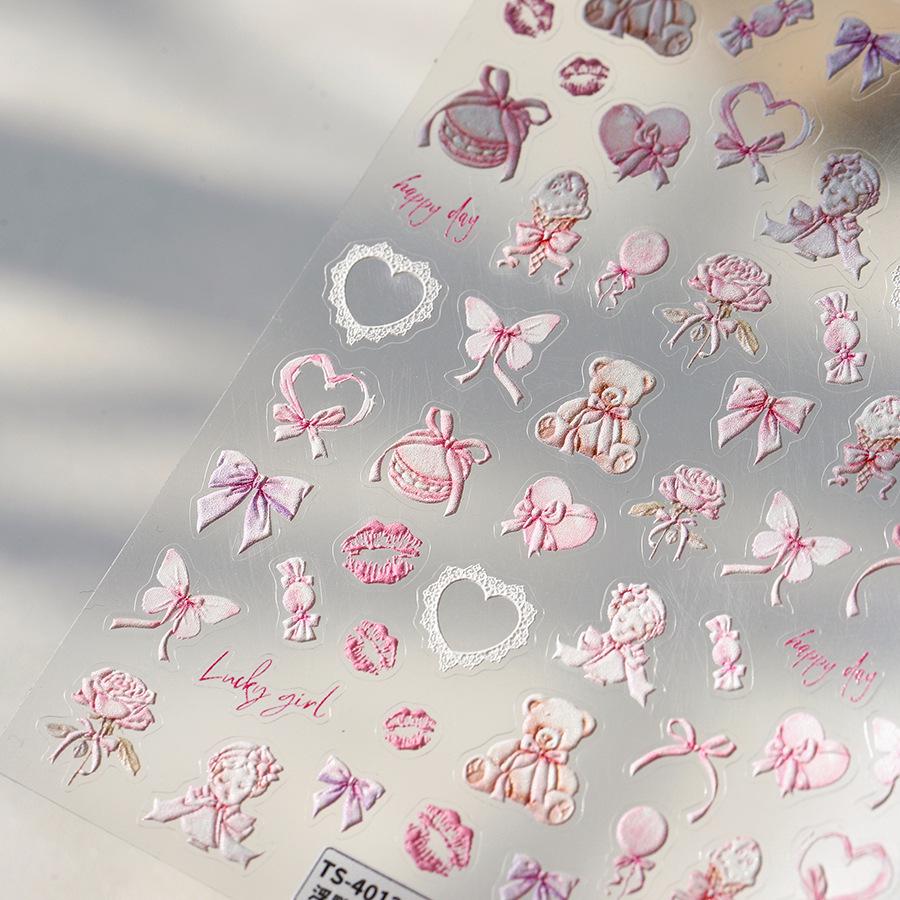 Магия Феррита 5D Вишнево-розовый Тисненый Нейл-арт 3D Романтические Матовые Тонкие Прозрачные Наклейки TS-4012