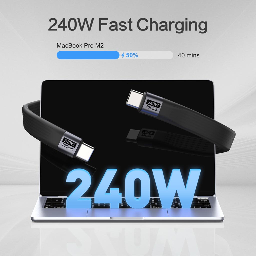 240 Вт USB4 40 Гбит/с Портативный USB C на Type C Короткий Кабель с Брелоком для SSD MacBook Ноутбука Телефона Быстрая Зарядка Кабель Данных 8K60Hz