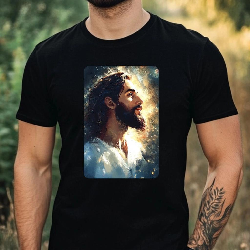 T-Shirt Herren Jesus Portrait Motiv Baumwolle Größe XS bis 5XL