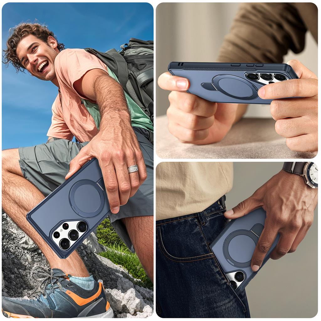 For Samsung Galaxy S25 Ultra Case with Magnetic Kickstand TPU+PC Anti Drop Phone Cover