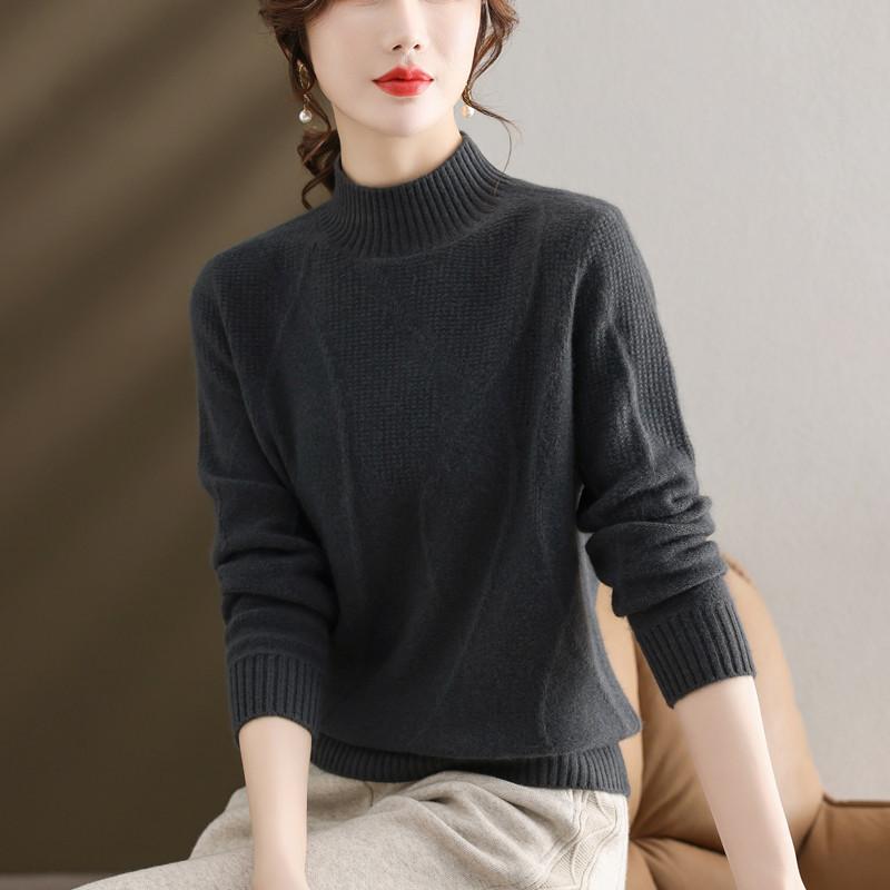 Модный повседневный мягкий вязаный свитер на липкой основе, осенне-зимний ленивый стиль, однотонный свободный свитер с высоким воротом