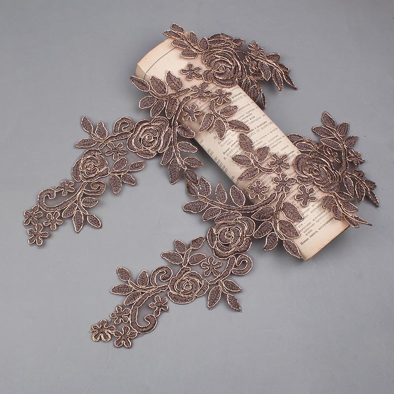 1 пара вышитых наклеек, аксессуары для одежды, кружево для отделки свадебного платья, 16*36 см, швейная аппликация