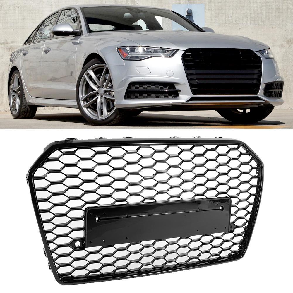 Передняя воздухозаборная решетка Hex Mesh Grille Full Black Refit для RS6 Style Подходит для A6S6 C7 2016-2018