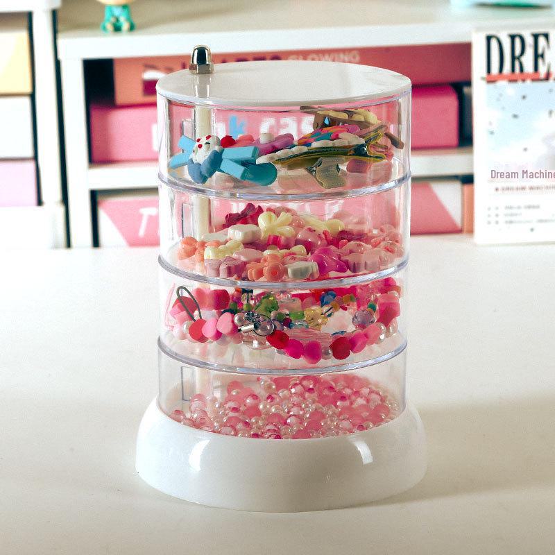 Вращающаяся шкатулка для хранения детских сережек, резинок для волос и заколок