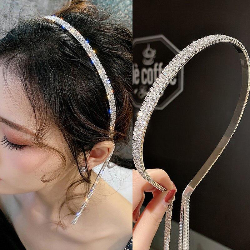 2022 Fashion Shiny Rhinestone Hairbands For Women Hair Hoop Long Tassel Hair Band Hoop Korean Headband Wedding Accessories Gifts
