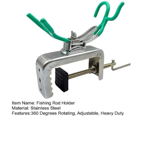 Держатель для удочки из нержавеющей стали, вращающийся на 360 градусов, регулируемый, прочный, с зажимом для удочки