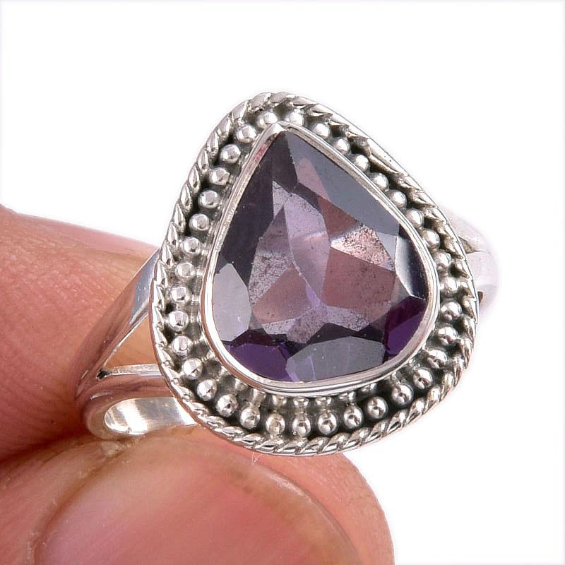 Ювелирное кольцо из чистого серебра 925 пробы с натуральным александритом, размер 7 z5b95