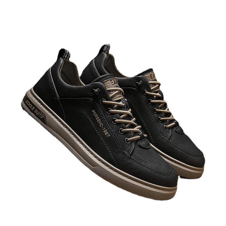 Удобная и модная мужская обувь Зимняя мужская повседневная кожаная обувь Корейская спортивная обувь Flow Hundred Мужские модели Маленькие белые туфли для досок