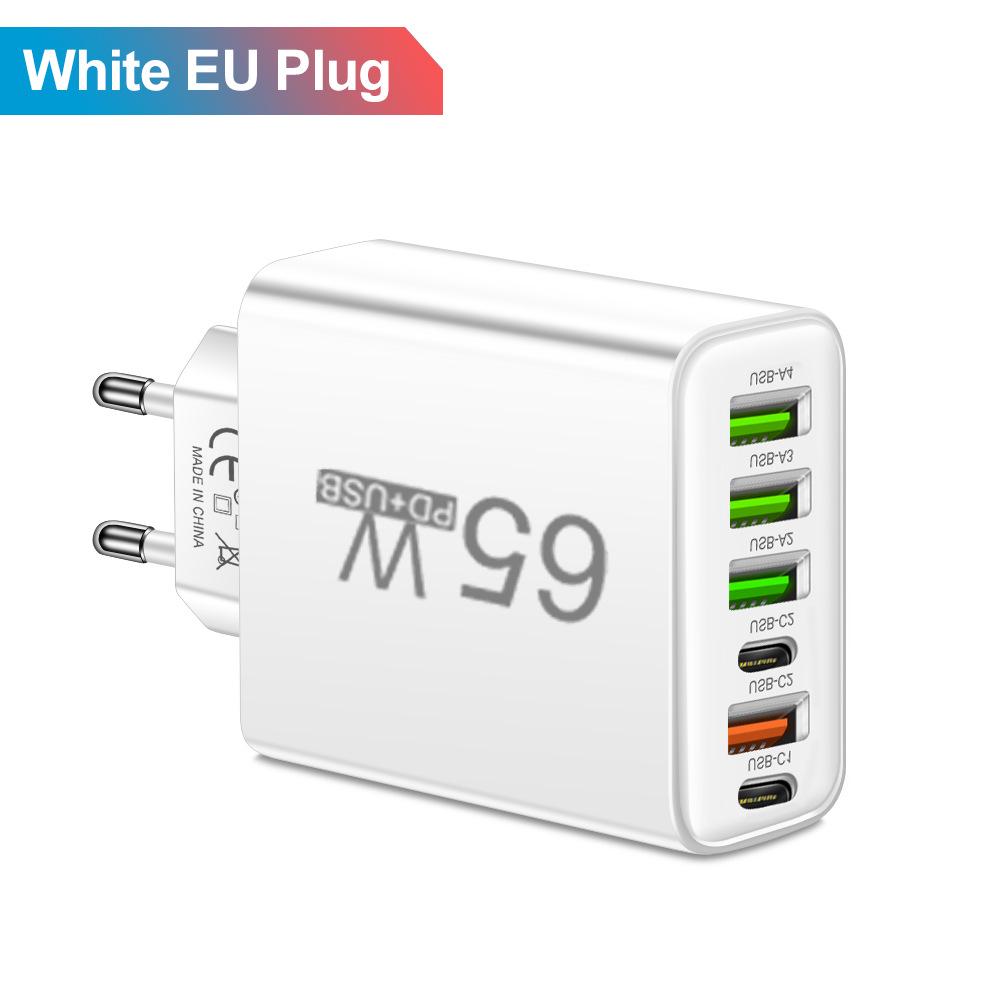 Многопортовое дорожное зарядное устройство 3,1 А с 2 портами Type-C PD и 4 портами USB для мобильных телефонов