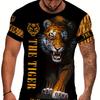 Men's Fashion Tiger 3D Print Sports T-shirt, Casual Stretch Round Neck Tee Shirt For Summer, Men's Clothing