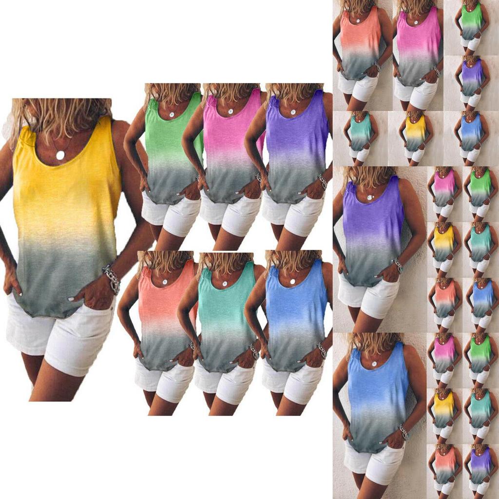 Стильный женский безрукавный градиентный жилет-майка, идеально подходящий для повседневных летних прогулок