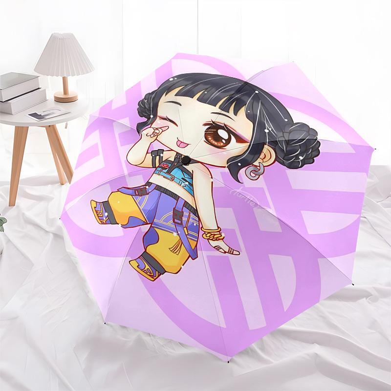 K-POP Anime Girls Group Themed Automatic Opening and Closing Umbrella - 8 Ribs, Suitable for Leisure and Going Out, Outdoor Accessory, Gothi