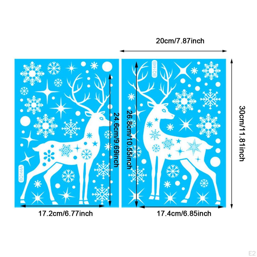 2x рождественские наклейки на окна, рождественские украшения, снежинки, легко устанавливаемые, статические наклейки из ПВХ в виде лося