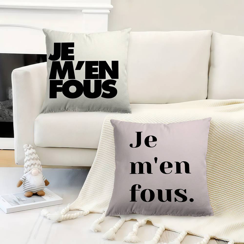 Je Men Fous French Quote Pillow Cushion Cover Pillowcase Living Room Sofa Home Decor Customized