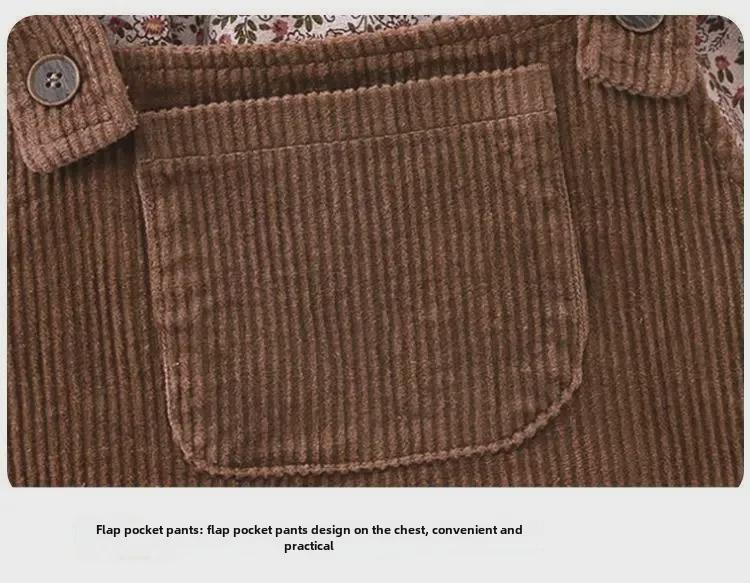 Комплект из двух частей в стиле ретро с цветочным принтом 2024 года для девочек — весенне-осенний комплект из двух частей