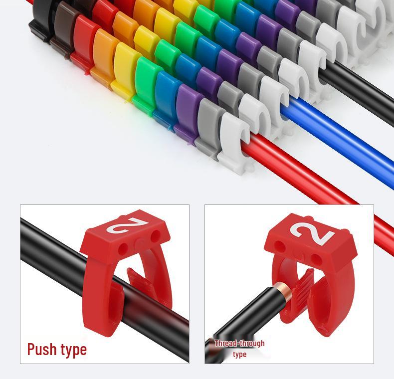 Цветные маркерные гильзы для проводов - Защелкивающиеся номерные трубки-идентификаторы для кабелей