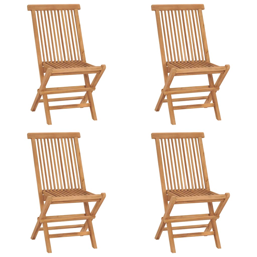 5 Piece Foldable Outdoor Dining Set Solid Teak Wood