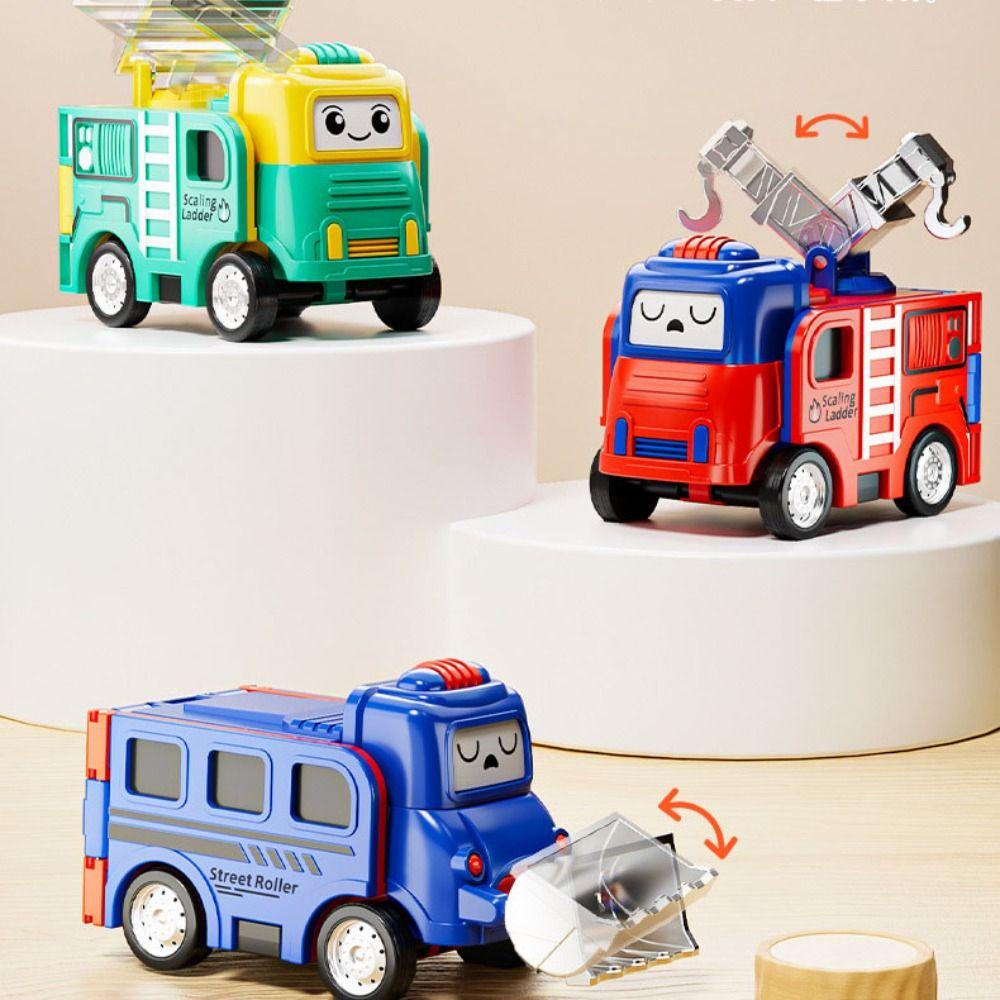 Double Sided Transformer Car Toys Pull-back Truck Model Flips Variety Inertia Car  Kids