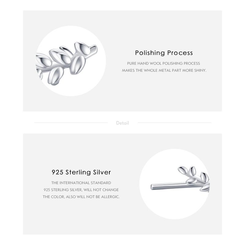 MODIAN Lucky Tree of Life Long Ear Studs 925 Sterling Silver Leaves Cute Stud Earrings For Women Wedding Jewelry