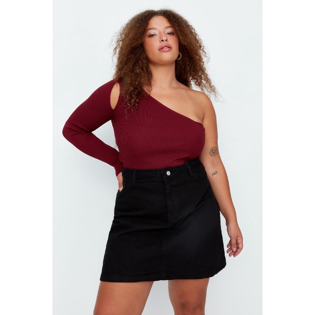 Черная джинсовая юбка трапециевидной формы с высокой талией Tbbaw23az00042