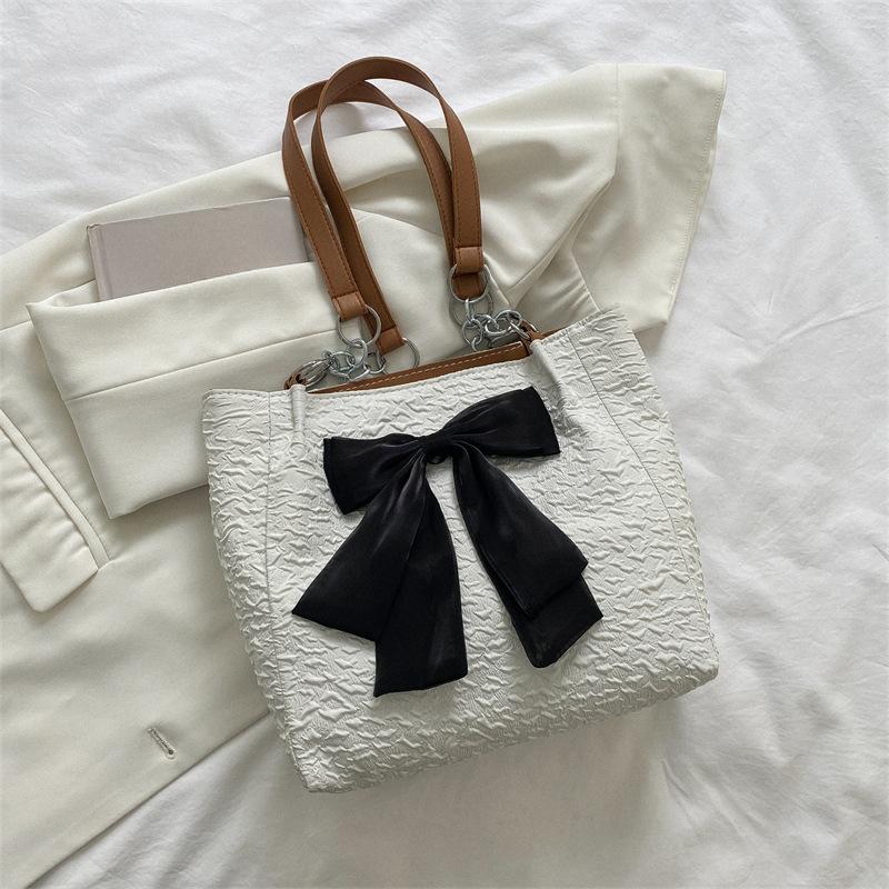 Модная большая вместительная сумка-тоут для женщин, новая сумка через плечо с бантом, модная сумка из ткани ручной работы