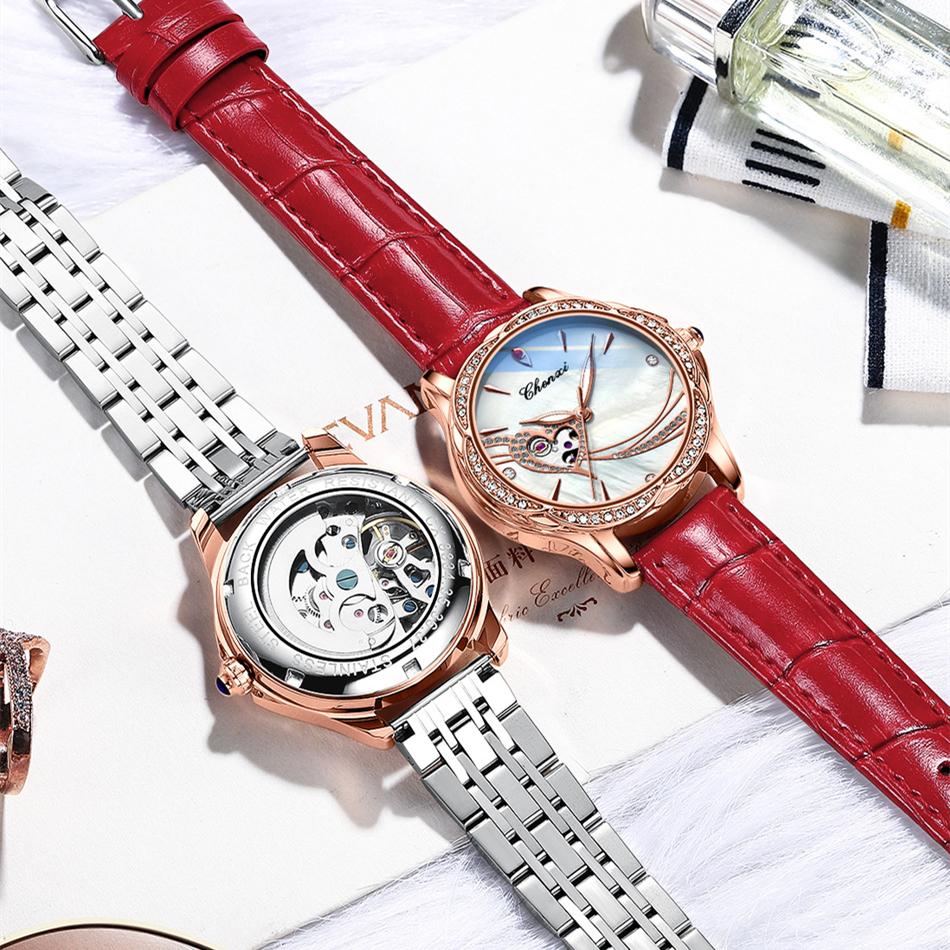 Новые роскошные женские часы высшего бренда с коробкой, водонепроницаемые автоматические модные женские механические часы