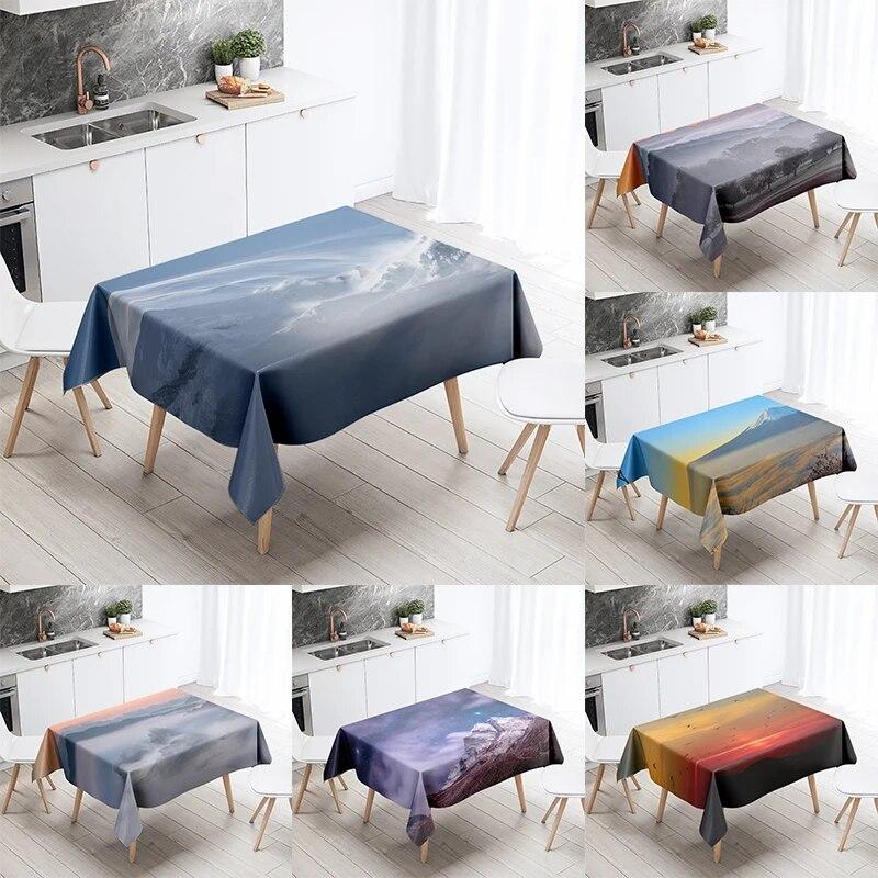 Sunset Tablecloth Natural World Landscape Stain Resistant Waterproof Rectangular Kitchen Table Home Decor