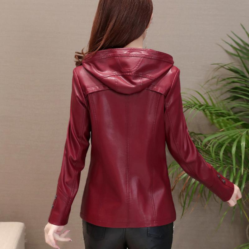 Spring Autumn Genuine Leather Jacket Women Clothes Slim Hooded Real Leather Jacket Ladies Long Sleeves Sheepskin Coats 5XL
