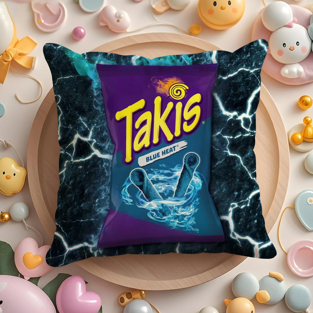 Pikpaka Funny Food C-Chips Takis Cushion Cover Plush Fabric Soft Double-Sided Printed Sofa Warm Winter Home Gift Pillow Cover