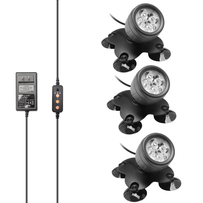 Waterproof Fishbowl  Light Aquarium Diving Spotlight With Suction Cup Remote Control 360 Degrees