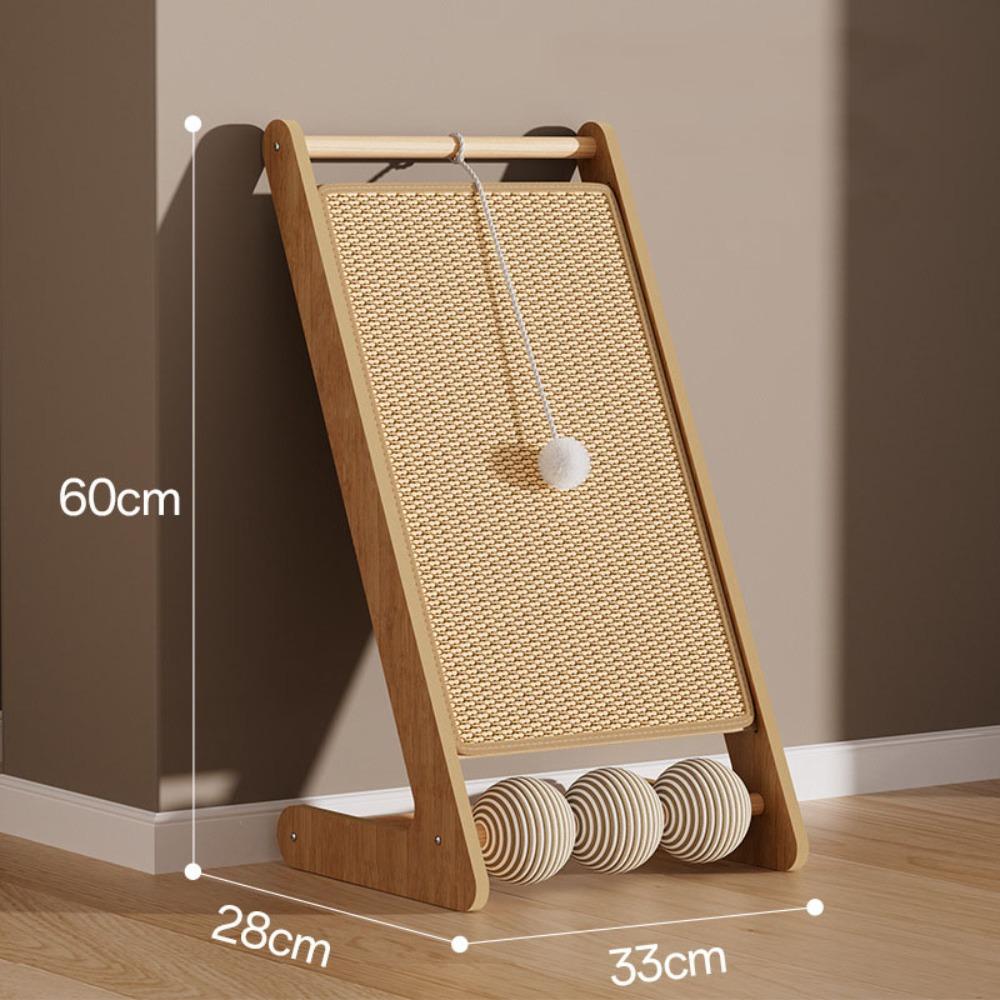 L-shaped Cat Scratching Post Wooden Cat Scratcher Mat Funny Cat Grinding Claw Toys Pet Cat