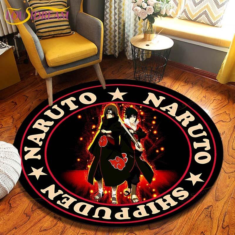 Круглый ковер в стиле аниме «Наруто», напольный коврик для спальни, фланелевый ковер с животными, противоскользящий детский игровой коврик, декоративные коврики для детской комнаты