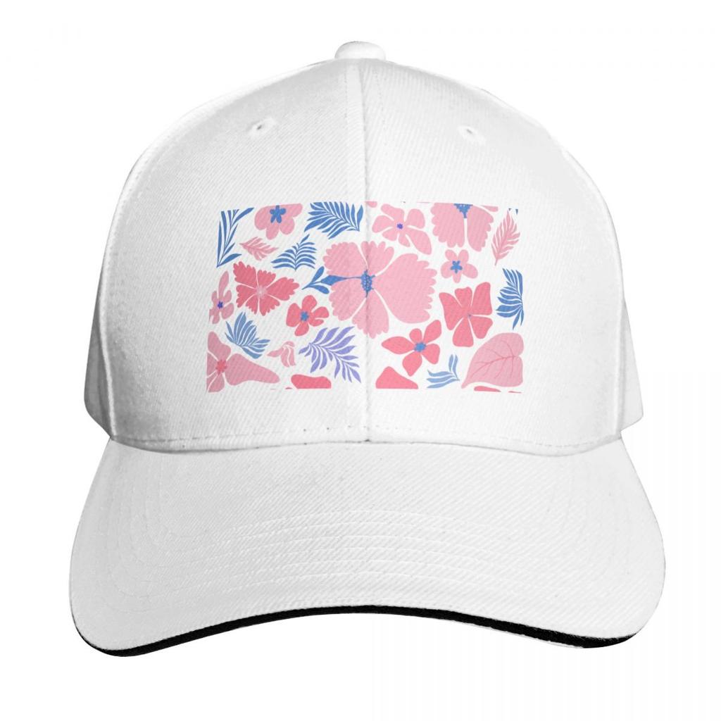 Pink And Blue Tropical Flower Collage Baseball Cap Lightweight Packable Gift For Him Her Casual Daily Wear