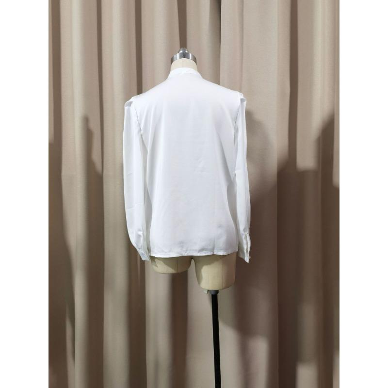 Новая элегантная однотонная женская повседневная рубашка с лацканами, модная блузка с длинными рукавами на одной пуговице, свободного кроя.