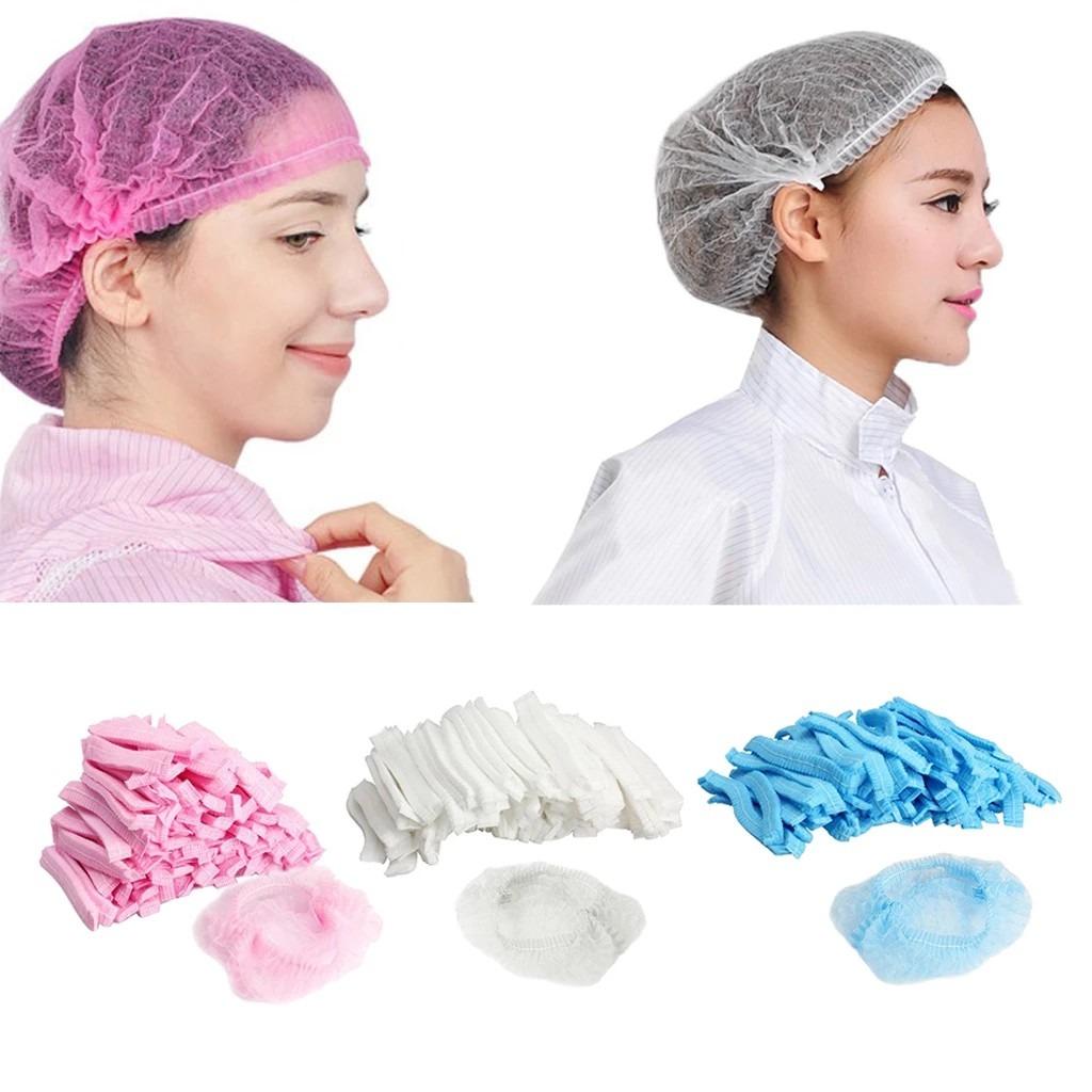 100pcs/Pack Disposable Hair Head Covers Net Bouffant Dustproof Anti Dust Caps Breathable Shower Hats