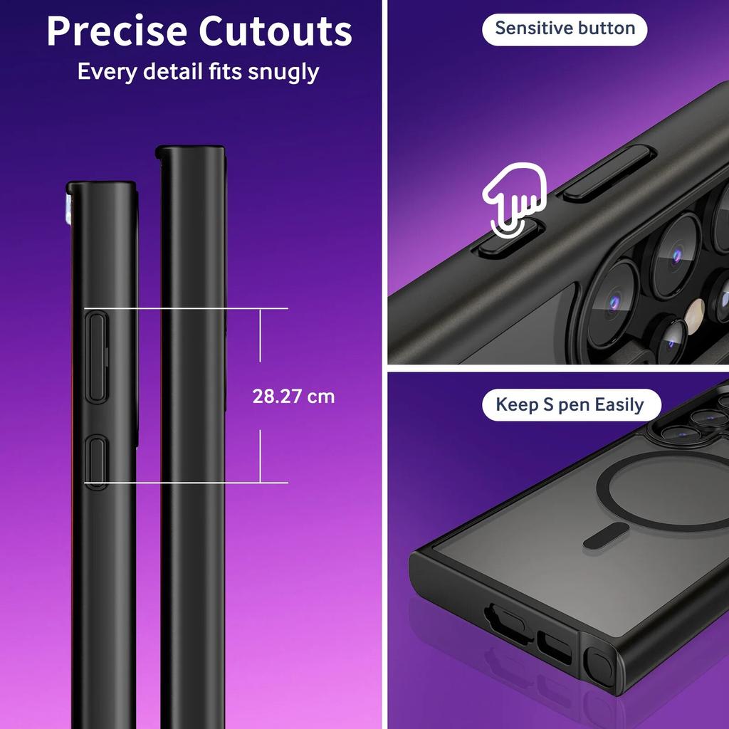 Роскошный защитный чехол Magsafe для Samsung Galaxy S24 S23 S22 21 Ultra Plus FE, матовый полупрозрачный магнитный чехол для зарядки