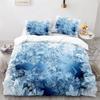 Snowflake Duvet Cover Winter Theme Geometric Pattern Microfiber Blue Floral Quilt Cover for Girl Children Christmas Decorations