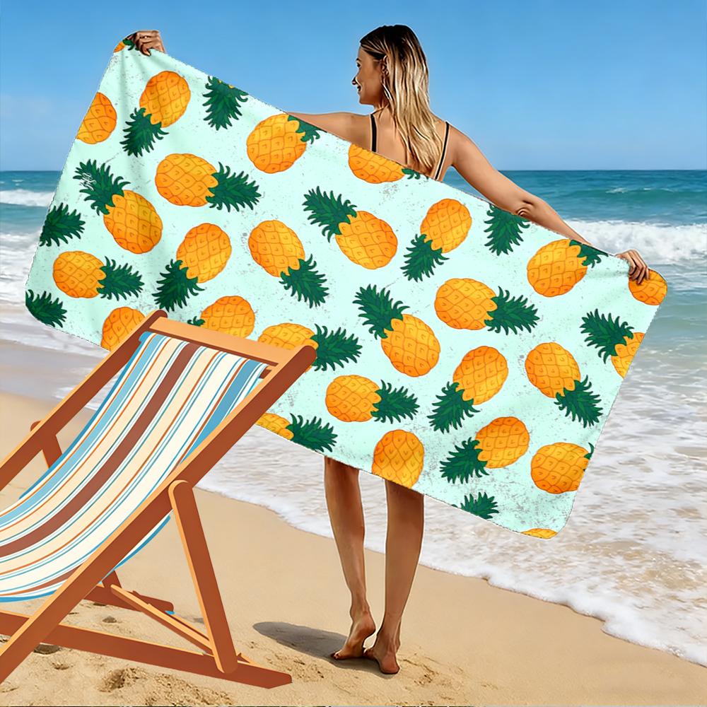 Pineapple Pattern Mint Green Background Beach towel quick-drying for travel outdoor sports jogging beach and swimming