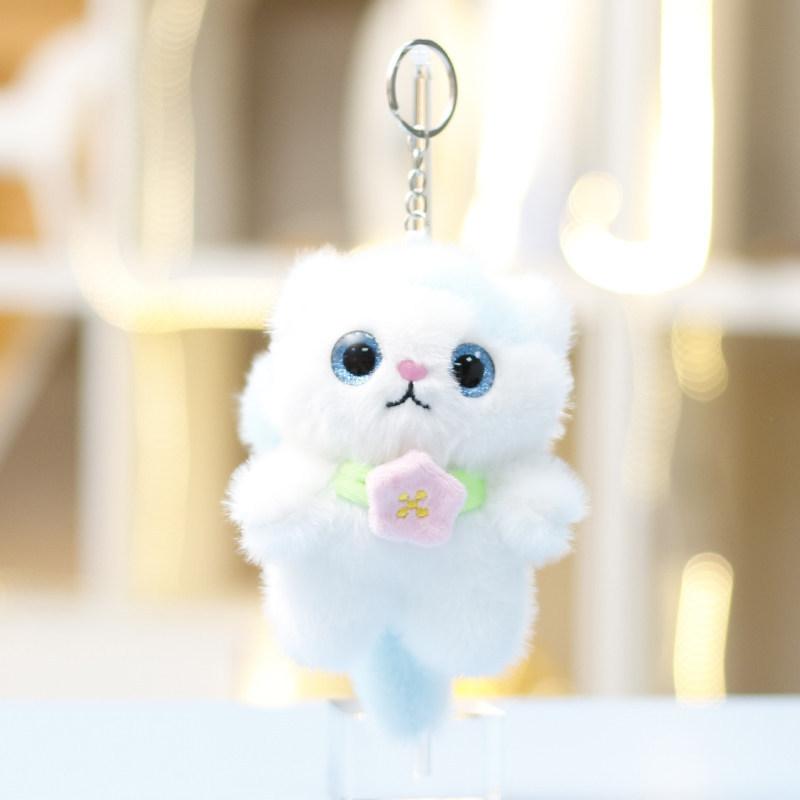 Stuffed Cat Figure Keyring With Polyester Fiber Filling For Girls Gift And Personal Accessory