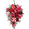 2025 Christmas Door Wreath Red And Candy Cane Teardrop Ornaments With Balls For Home Outdoor Decoration 3D Christmas Flower